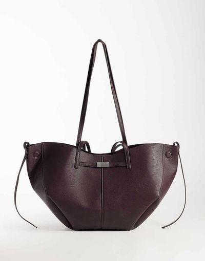 GINA TRICOT Gina Tricot double strap tote with buckle detail in burgundy-Red