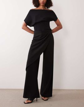 GINA TRICOT Gina Tricot drape wrap detail wide leg pants in black