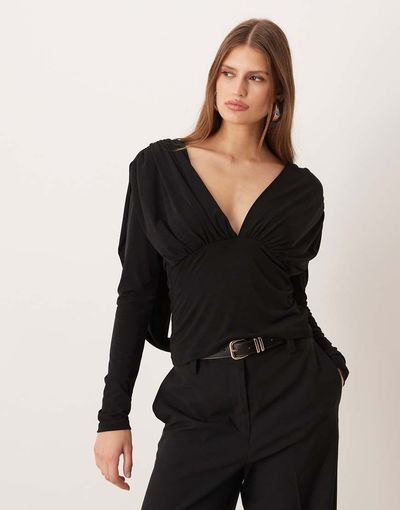 GINA TRICOT Gina Tricot draped back top in black