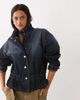 GINA TRICOT Gina Tricot dropped waist high neck denim jacket in darkwash indigo blue - 3