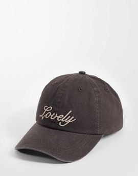 GINA TRICOT Gina Tricot embroidered cap in washed chocolate-Brown