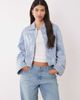 GINA TRICOT Gina Tricot embroidered denim shacket in light wash blue - 1