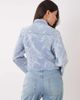 GINA TRICOT Gina Tricot embroidered denim shacket in light wash blue - 3