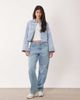 GINA TRICOT Gina Tricot embroidered denim shacket in light wash blue - 4