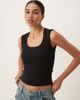 GINA TRICOT Gina Tricot embroidered edge cotton tank top in black - 1