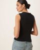 GINA TRICOT Gina Tricot embroidered edge cotton tank top in black - 2