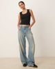 GINA TRICOT Gina Tricot embroidered edge cotton tank top in black - 3