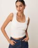 GINA TRICOT Gina Tricot embroidered edge cotton tank top in white - 1