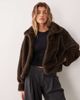 GINA TRICOT Gina Tricot faux fur funnel neck bomber in brown - 1
