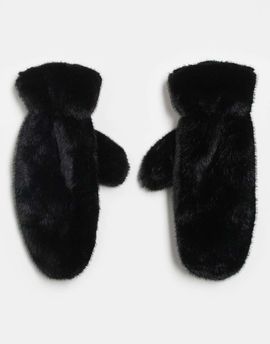 GINA TRICOT Gina Tricot faux fur mittens in black