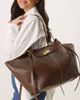 GINA TRICOT Gina Tricot faux leather medium tote bag with strap and clutch detail in dark brown - 3