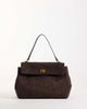 GINA TRICOT Gina Tricot faux suede flap top work tote in brown - 1