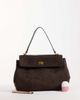 GINA TRICOT Gina Tricot faux suede flap top work tote in brown - 2