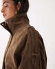 GINA TRICOT Gina Tricot faux suede high neck jacket in deep taupe brown - 2