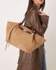 GINA TRICOT Gina Tricot faux suede medium tote bag with strap and clutch detail in brown multi - 3