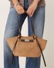 GINA TRICOT Gina Tricot faux suede small tote bag with strap and clutch detail in brown multi - 1
