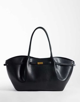 GINA TRICOT Gina Tricot fold detail tote bag in black