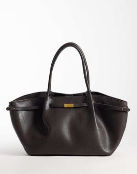 GINA TRICOT Gina Tricot fold detail tote bag in mole brown