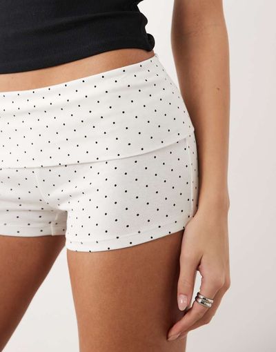 GINA TRICOT Gina Tricot fold over hotpant shorts in white polka dot print