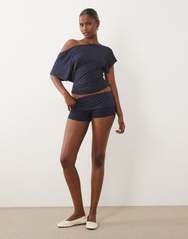 GINA TRICOT Gina Tricot fold over lounge shorts in navy polka - part of a set