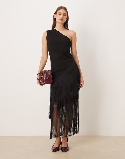 GINA TRICOT Gina Tricot fringe midi skirt in black - part of a set
