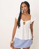 GINA TRICOT Gina Tricot front tie frill top in white - 1