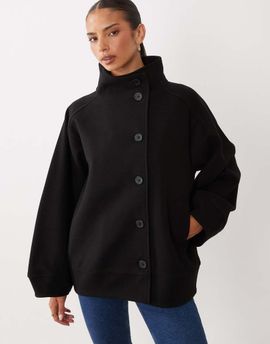 GINA TRICOT Gina Tricot funnel neck coat in black