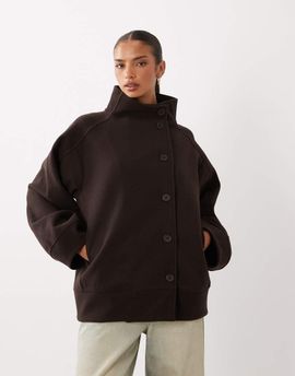 GINA TRICOT Gina Tricot funnel neck coat in brown