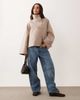 GINA TRICOT Gina Tricot funnel neck coat with adjustable waist in beige-Neutral - 1
