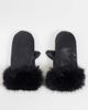 GINA TRICOT Gina tricot fur trim faux leather mittens in black - 1