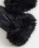GINA TRICOT Gina tricot fur trim faux leather mittens in black - 2