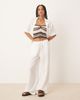 GINA TRICOT Gina Tricot gauze relaxed fit drawstring pants in white - part of a set - 1