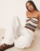 GINA TRICOT Gina Tricot gauze relaxed fit drawstring pants in white - part of a set - 3