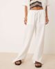GINA TRICOT Gina Tricot gauze relaxed fit drawstring pants in white - part of a set - 4