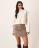 GINA TRICOT Gina Tricot hairy tailored mini skirt in heathered dark beige-Neutral - 1