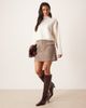 GINA TRICOT Gina Tricot hairy tailored mini skirt in heathered dark beige-Neutral - 2