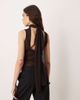 GINA TRICOT Gina Tricot high neck open tie back sheer scarf top in dark brown - 2