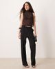 GINA TRICOT Gina Tricot high neck open tie back sheer scarf top in dark brown - 4