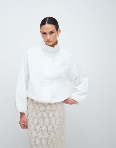 GINA TRICOT Gina Tricot high neck sporty short jacket in white