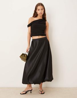 GINA TRICOT Gina Tricot high shine balloon maxi skirt in black