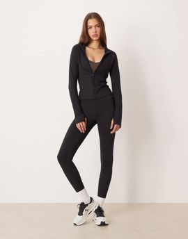 GINA TRICOT Gina Tricot high waist ruched yoga leggings in black - part of a set