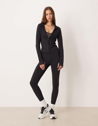 GINA TRICOT Gina Tricot high waist ruched yoga leggings in black - part of a set