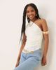 GINA TRICOT Gina Tricot jacquard short sleeve off shoulder top with asymmetric hem in white - 1