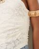 GINA TRICOT Gina Tricot jacquard short sleeve off shoulder top with asymmetric hem in white - 4