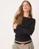 GINA TRICOT Gina Tricot jersey rib round neck long sleeve top in black - 1