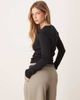 GINA TRICOT Gina Tricot jersey rib round neck long sleeve top in black - 4