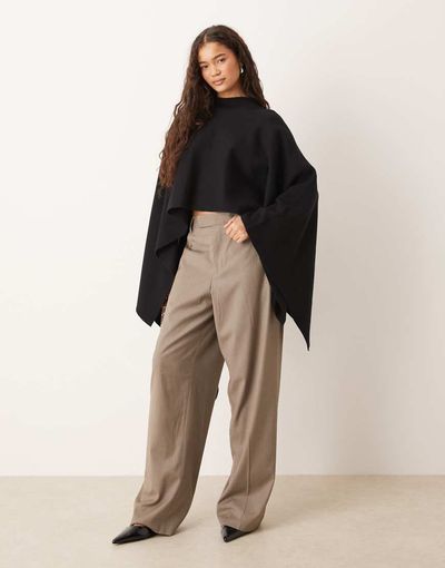 GINA TRICOT Gina Tricot knit cape sweater top in black