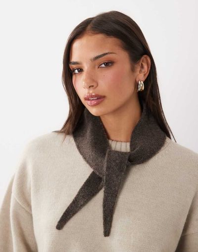 GINA TRICOT Gina Tricot knit mini neck scarf in brown