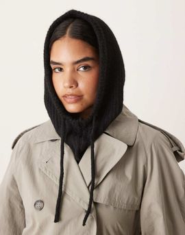 GINA TRICOT Gina Tricot knit slouchy balaclava hood in black
