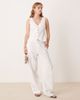 GINA TRICOT Gina Tricot linen rich longline tailored vest in white - part of a set - 1